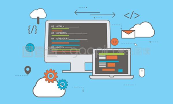 平面插圖 網(wǎng)頁開發(fā)中的商業(yè)概念與技術表達